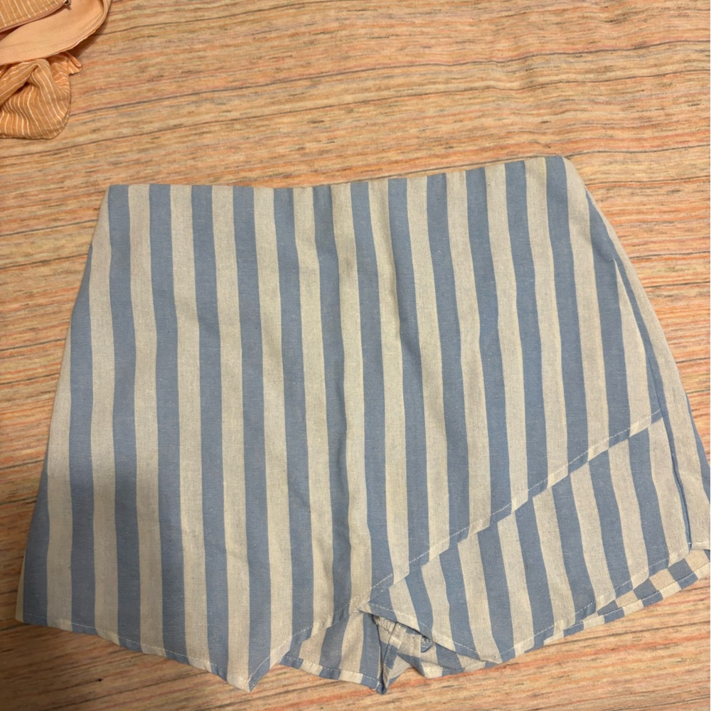 Blue and white striped skort